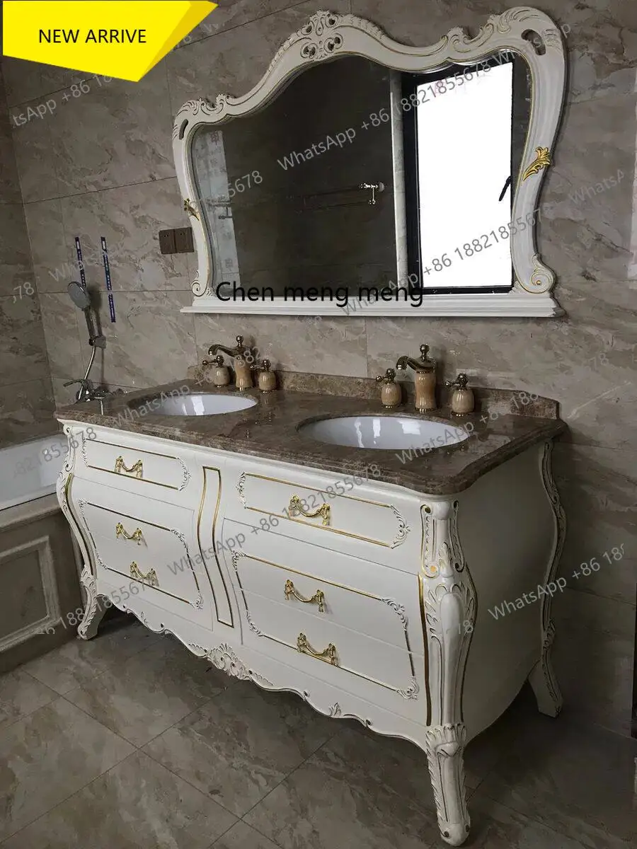 

B178 Новый изогнутый европейский шкаф для ванной комнаты из дуба с комбинированной раковиной и тумбой под умывальник