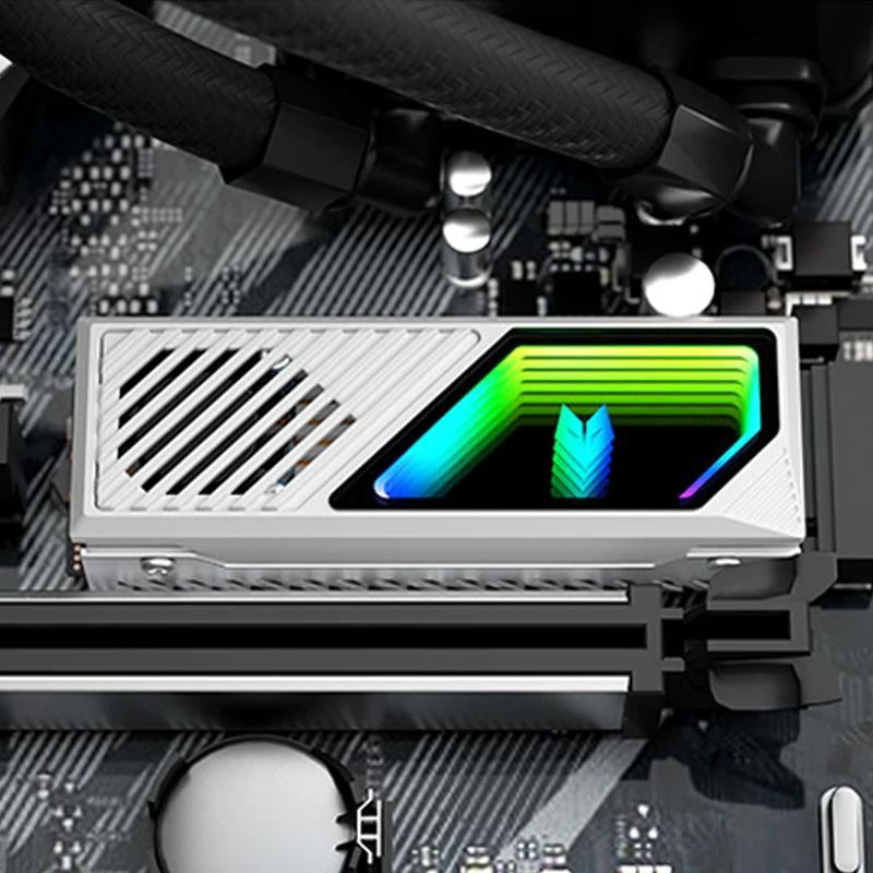 M2 Heat-sink NVMe SSD 2280 Cooler Brass+Aluminum with High-Speed Fan(9000RPM), 5V ARGB Lens Infinite Mirror Design - view 6