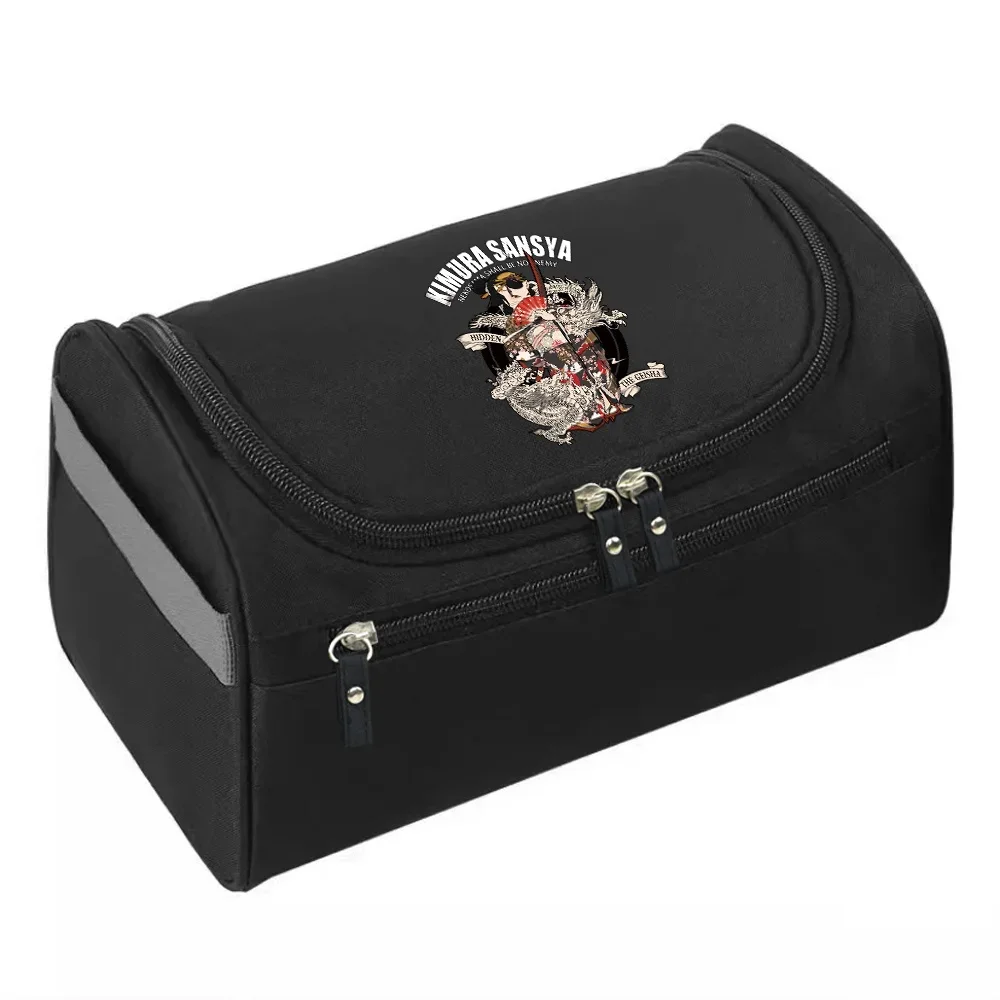 Men Makeup Bag Functional Hanging Travel Toiletries Organizer Storage Pouch Make Up Case Samurai Pattern Beauty Cosmetic Bag
