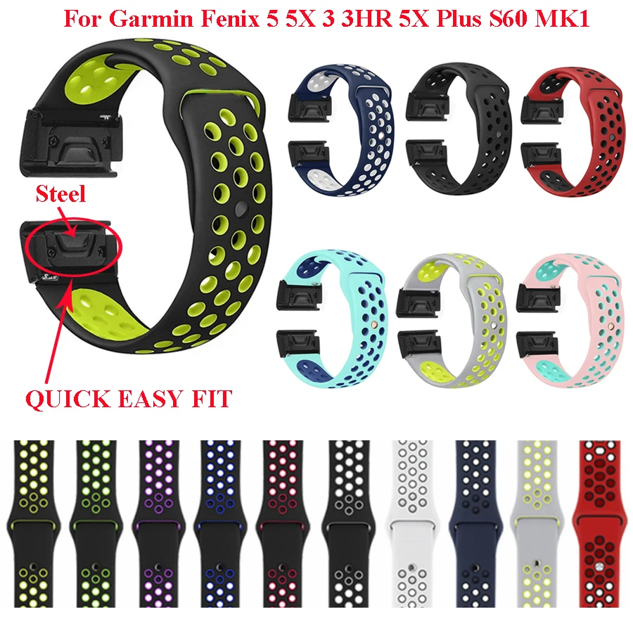 Metal Easy Fit Strap For Garmin Fenix 7X 6 6S Pro 5X 5 5Plus 3HR Forerunner 935 Silicone Breathabl Band Quick Release Wirstband