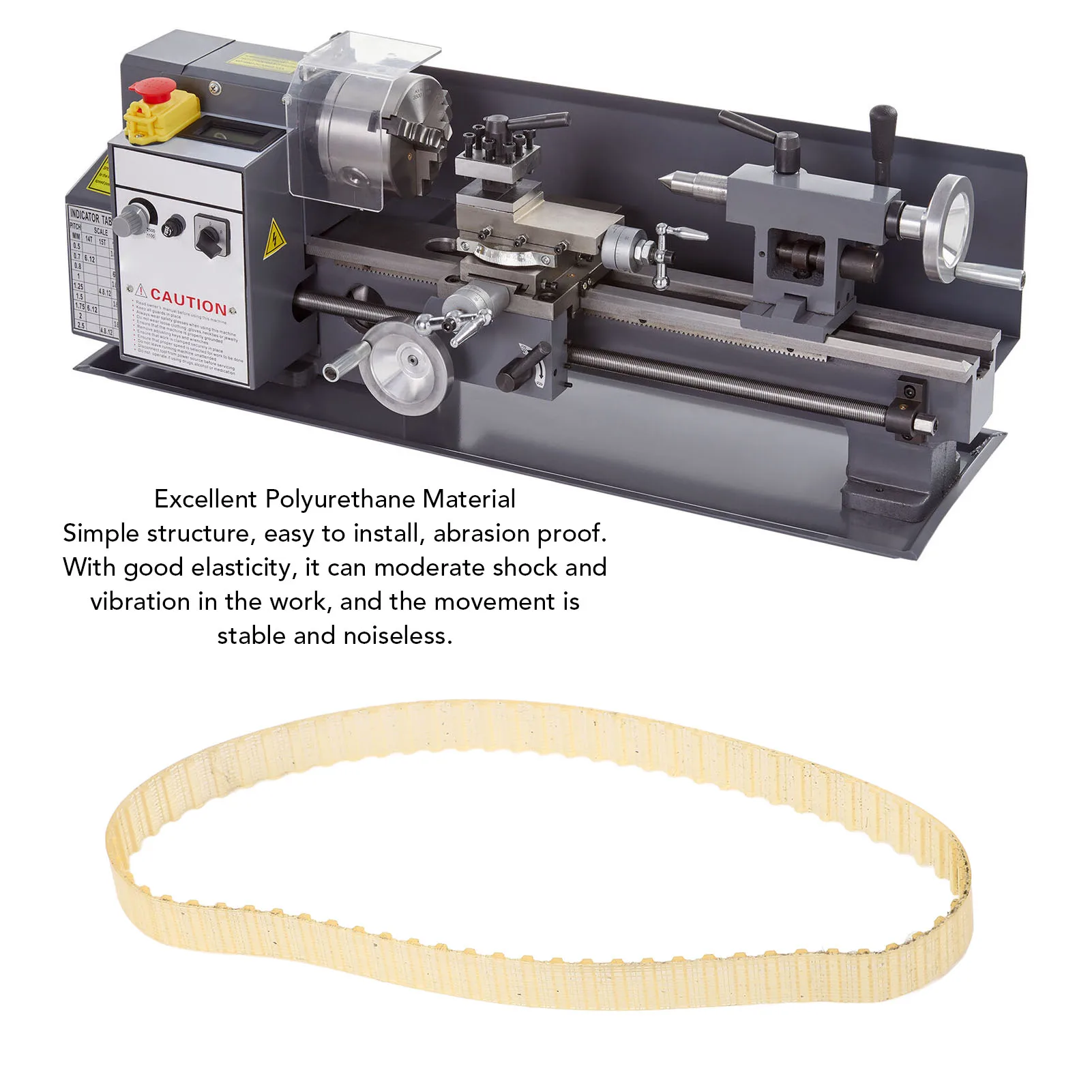 Mini Lathe Belt User Friendly Good Shock Absorption Good Compatibility Lathe Drive Belt 70 Teeth Transparent for Maintenance