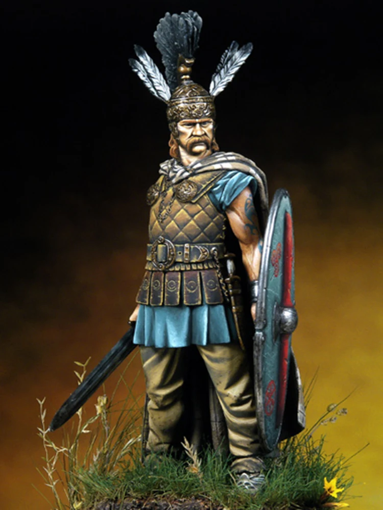 1/24 75MM ancient Chieftain   Templar with  base 75MM    Resin figure Model kits Miniature gk Unassembly Unpainted