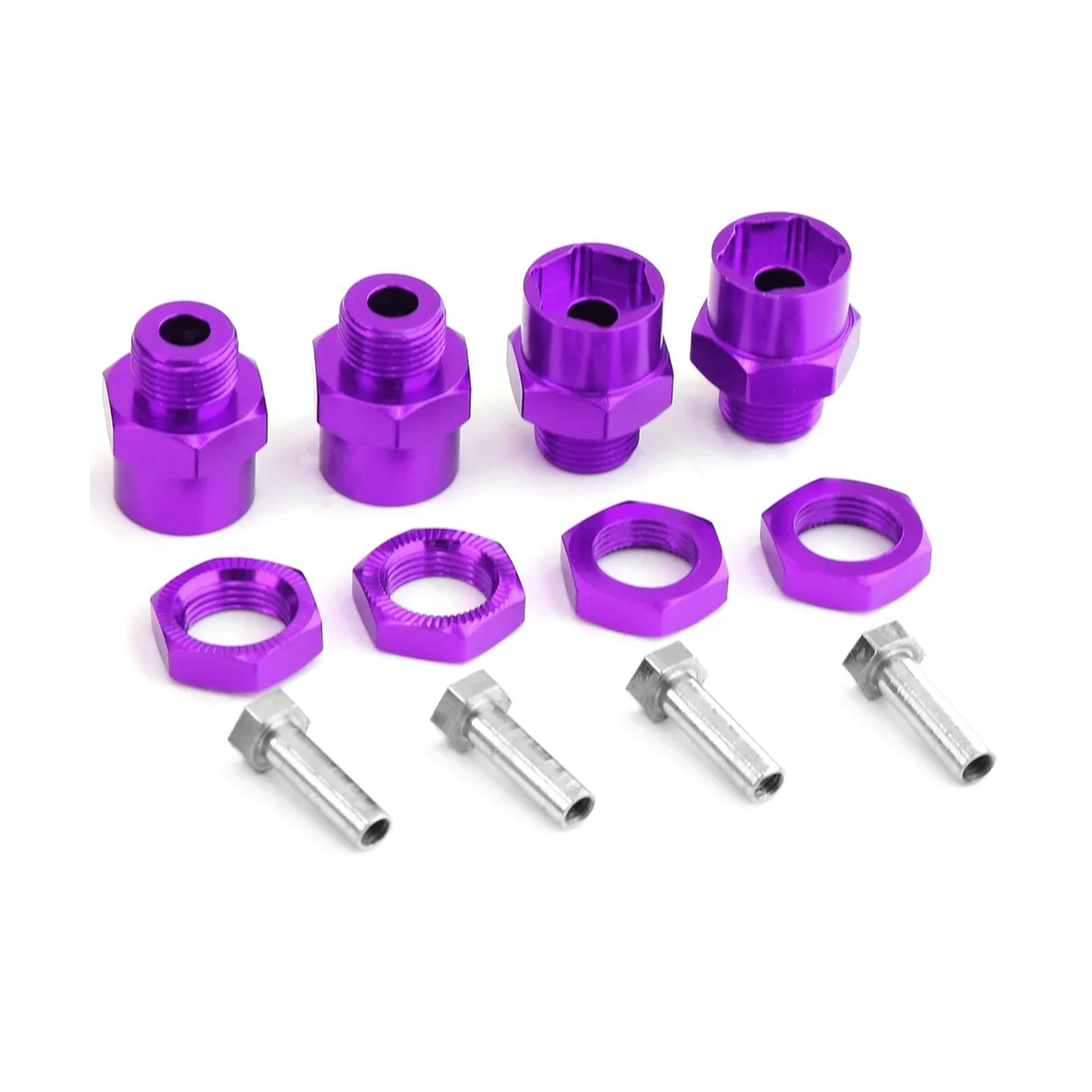 

4PCS Metal Hex Adapter 12mm to 17mm Wheel Hex Adapter Extension Conversion Nuts for 1/10 RC Car,Purple