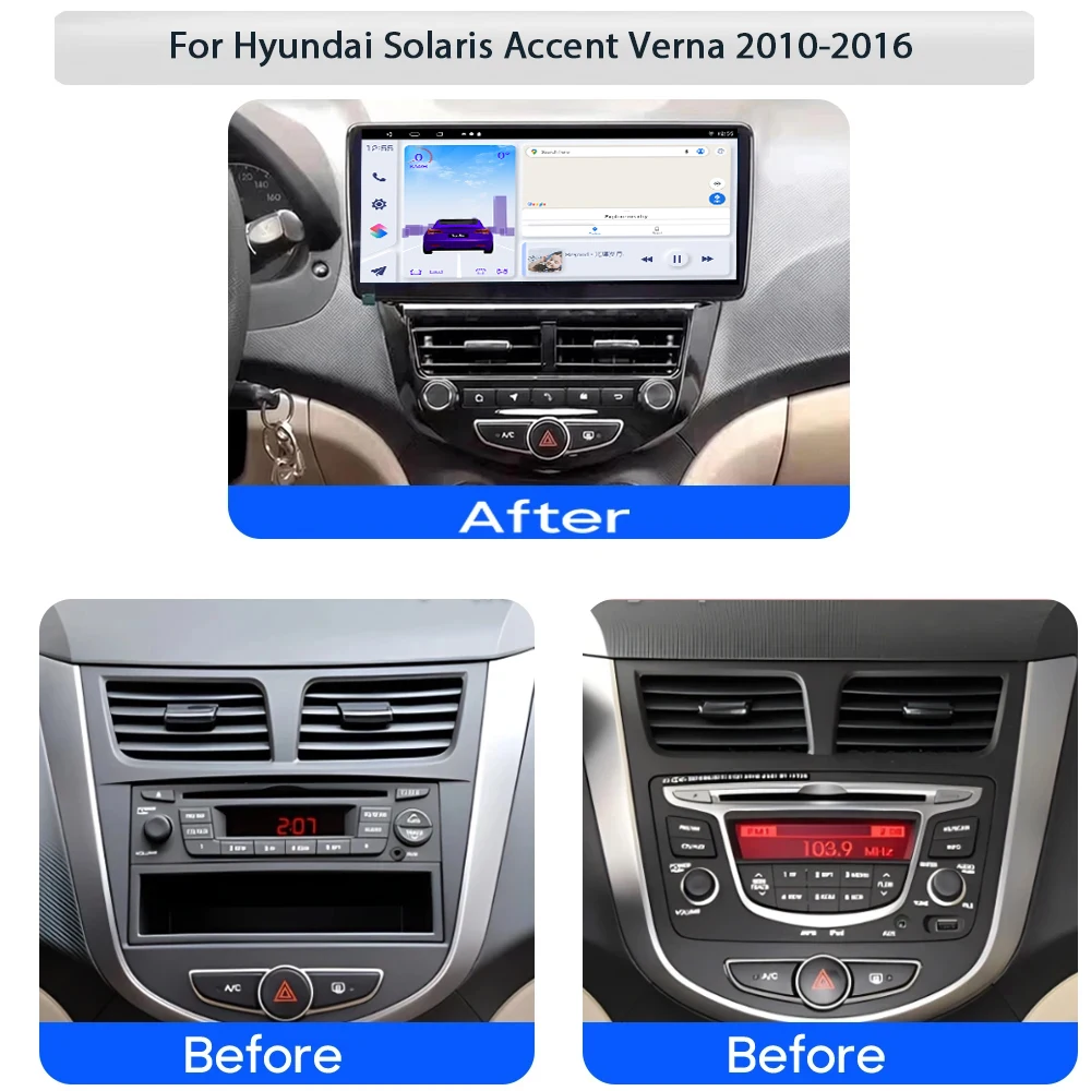 

12.3'' Android 16 Car Radio For Hyundai Solaris Accent Verna 2010 - 2016 Head Unit GPS Navigation Multimedia Video Player Stereo