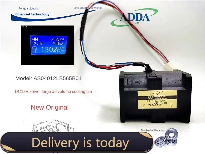 New Adda As04012lb565b01 Double Ball 12 V1a 4056 4cm Server Cooling Fan 40*40*56MM