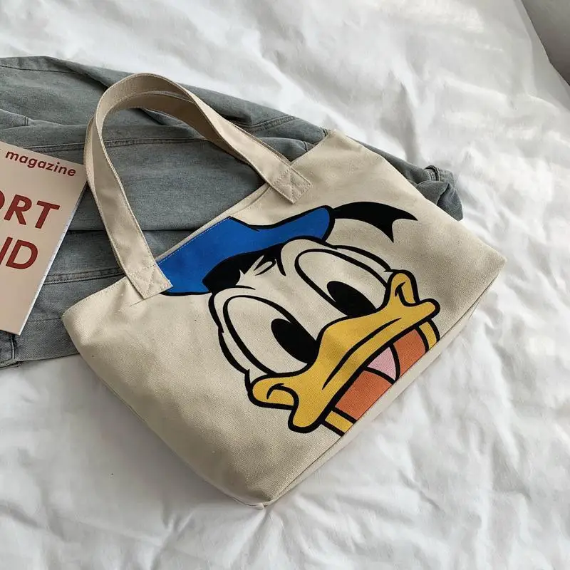 New In Disney Women Canvas Shoulder Bag Mickey Donald Duck Ladies Casual Handbag Tote Bag Purses and Handbags
