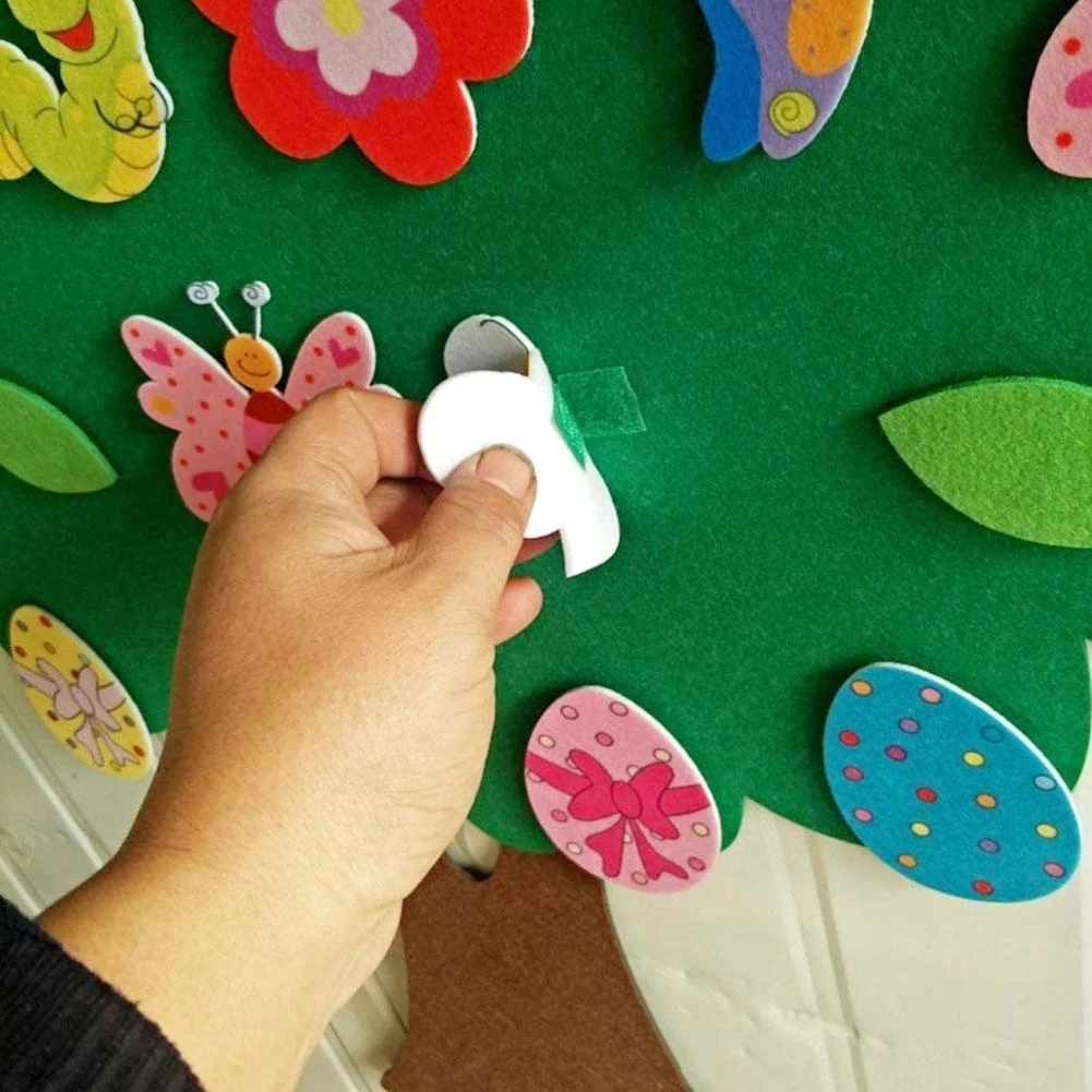 Colgante de árbol de fieltro para niños, juguete educativo de dibujos animados para colgar en la pared, regalo de cumpleaños y Pascua, DIY