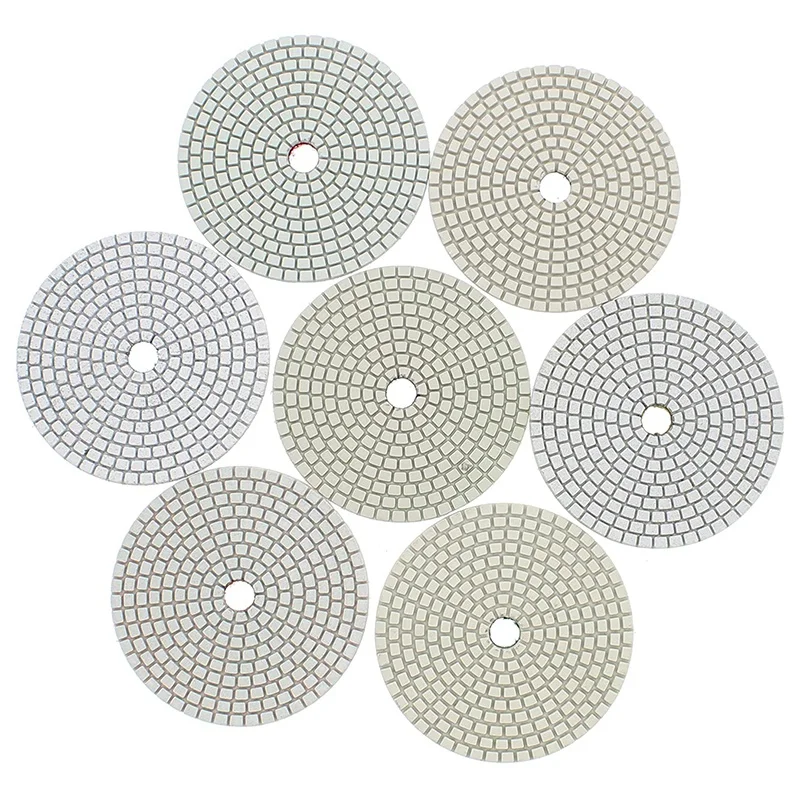 

7 шт. алмазные полировальные подушечки 5 дюймов влажные полировальные подушечки набор шлифовальных дисков гранитный камень бетон мрамор-ABLI