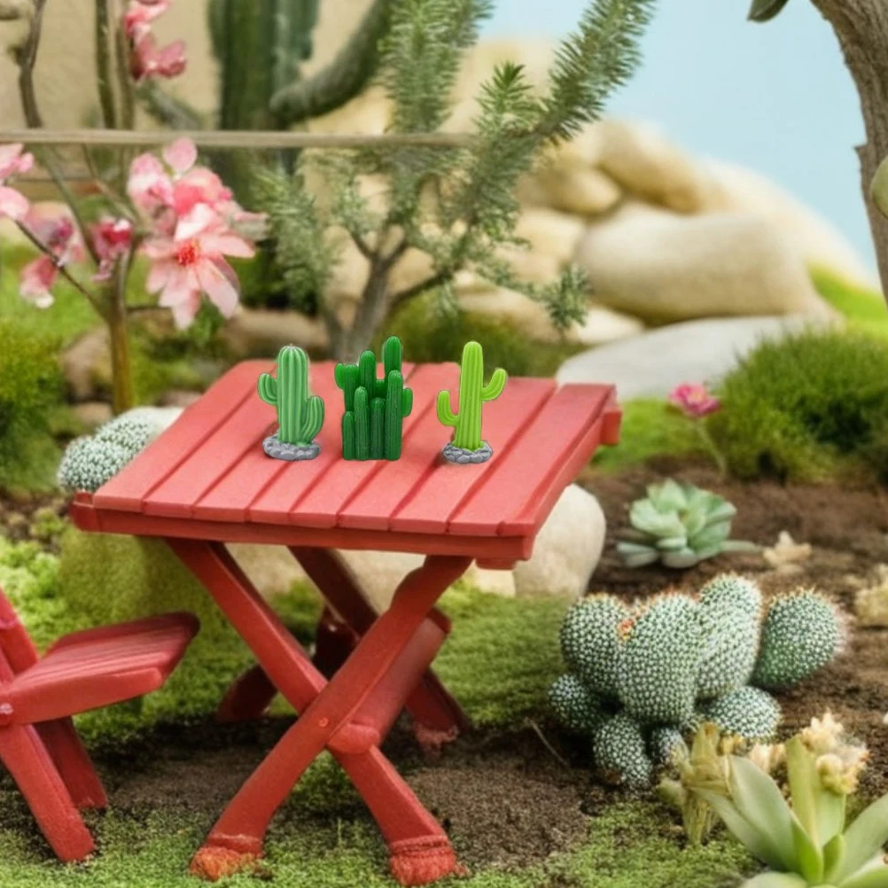 

24pcs Mini Cactus Decoration Artificial Succulents Small Plants Cupcake Toppers Resin Figurines Garden Supplies Low Maintenance
