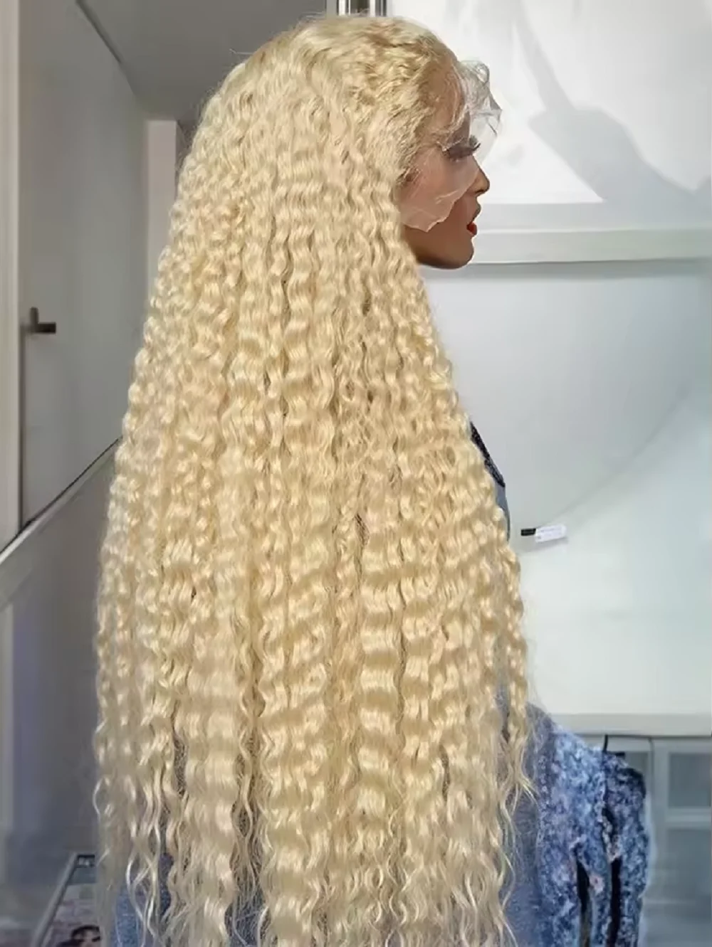Hd Lace Frontal Wig Human Hair Pre Plucked - 613 딥 웨이브 허니 블론드 13x6