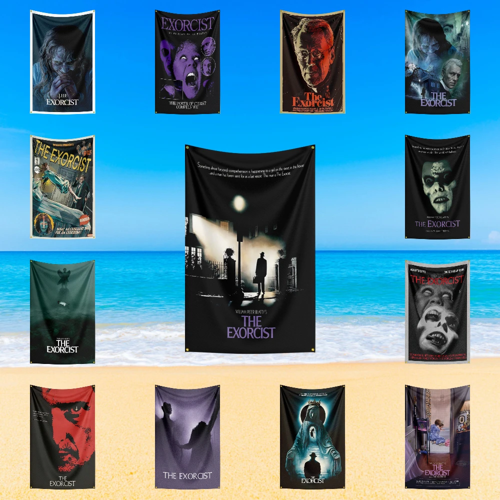 

The E-Exo-rci-st Flag 150x240cm Classic Horror Movie Flag Tapestry Halloween Wall Hanging Banner Decor Movie Poster