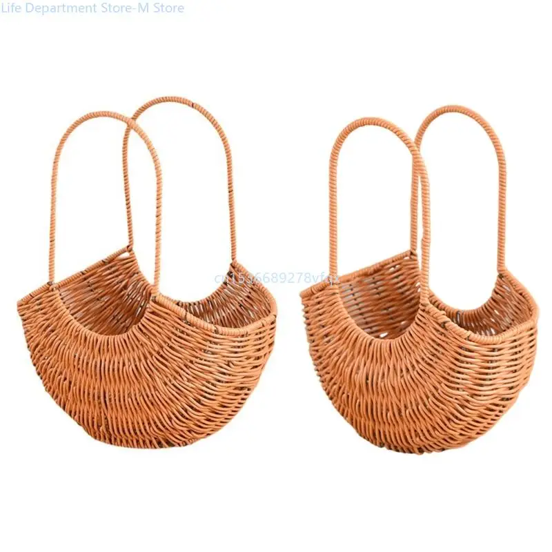 

Stylish Wicker Flower Baskets Handheld Garden Decoration for Wedding Ceremony