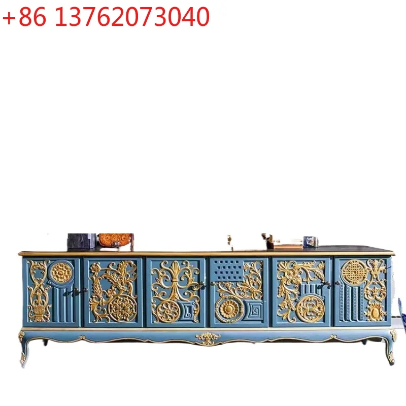 

Французский ретро шкаф для телевизора из цельного дерева, неоклассическая гостиная, домашний напольный шкаф для хранения вещей, резной декоративный шкаф с ручной росписью