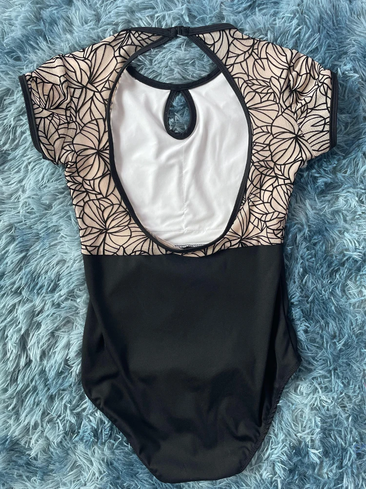 فستان باليه من قطعة واحدة للرقص والجمباز من الدانتيل بأكمام قصيرة فستان اختبار فني للجسم فستان يوجا جوي فستان نسائي للجسم #3