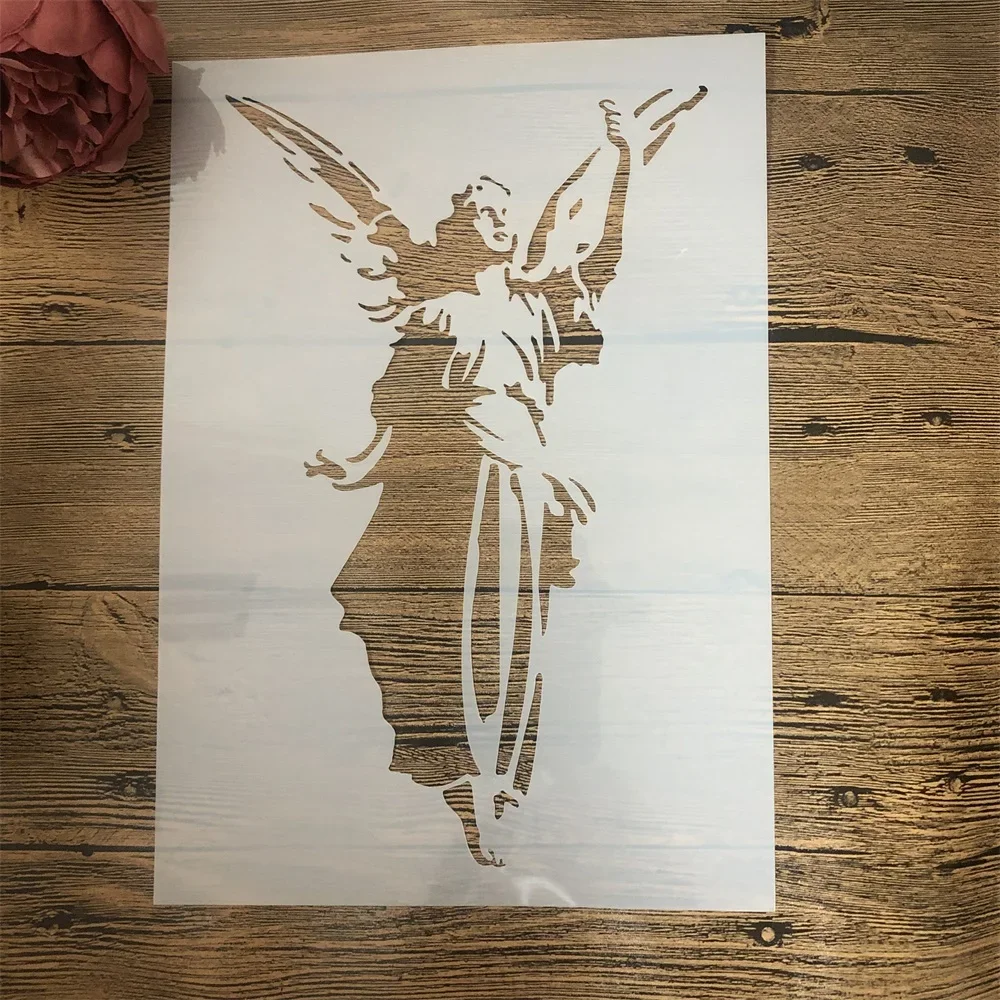 4Pcs A4 29cm Goddess God Statue DIY Layering Stencils Wall Painting Scrapbook Coloring Embossing Album Decorative Template