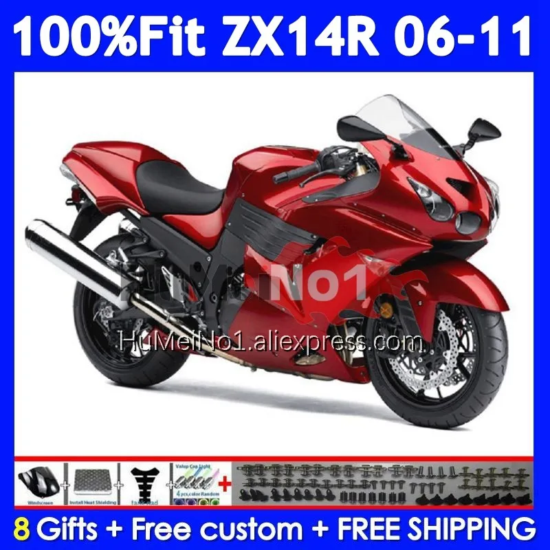 Body For KAWASAKI NINJA ZX 14R ZX14R 06 07 08 09 10 11 227No.33 ZX14 R ZX-14R Pearl red 2006 2007 2008 2009 2010 2011 Fairing