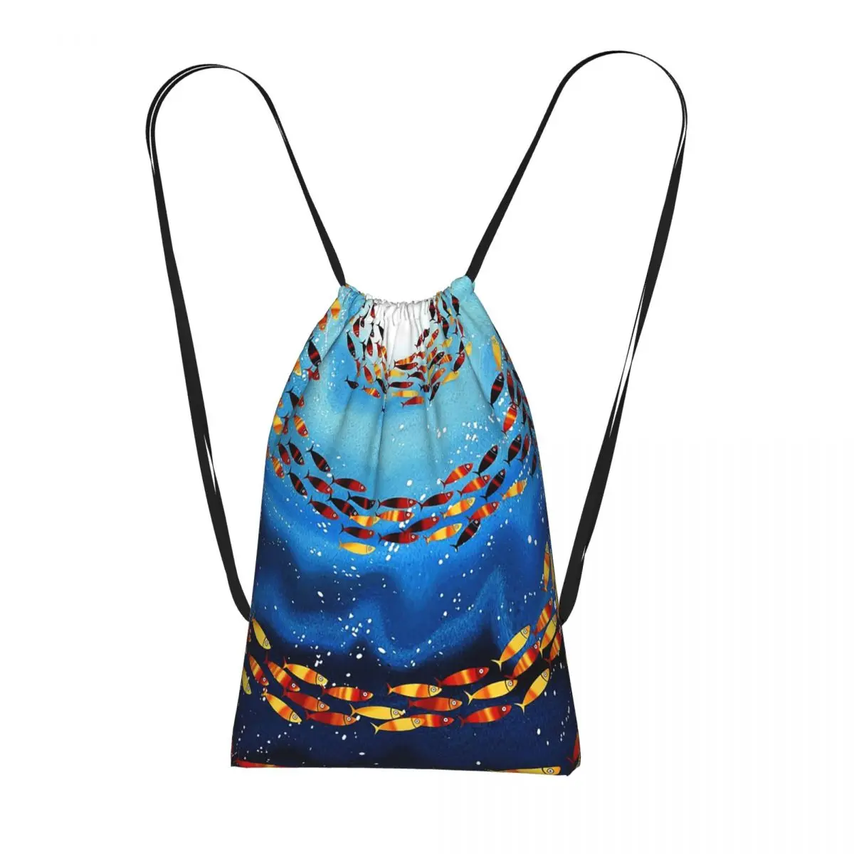 Strange Orange Fish Pattern Backpacks Portable Drawstring Bags Shoes Bag Book Bags for Man Woman School