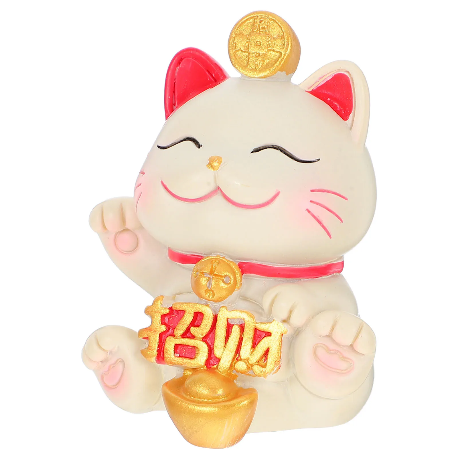 

Small Resin Lucky Cat Statue Waving Arm for Home Decor Office Desk Car Interior Feng Shui Ornament