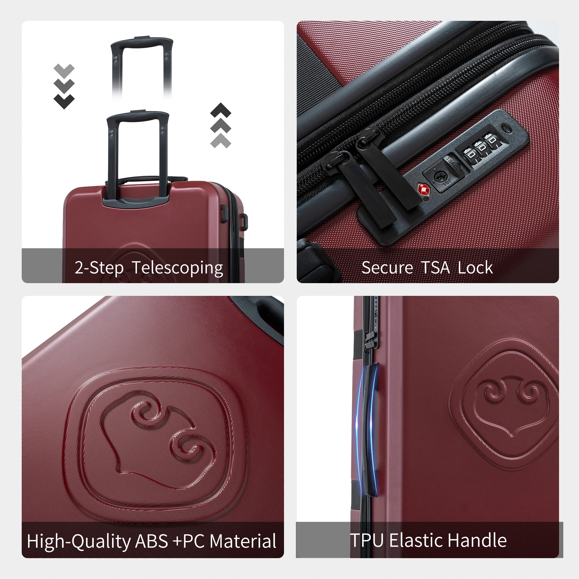 ZHUISHU Luggage Sets New Model Expandable ABS+PC 3 Piece Sets with Spinner Wheels Lightweight TSA Lock 20"24"28"