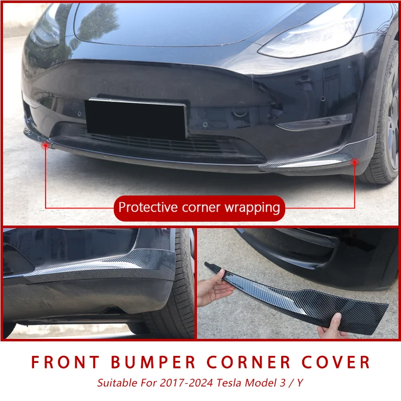 

Anti Collision Strips Corner For Tesla Model Y 2018-2024 Front Bumper Corner Protector Guard Bumper Lip Auto Cars Accessories