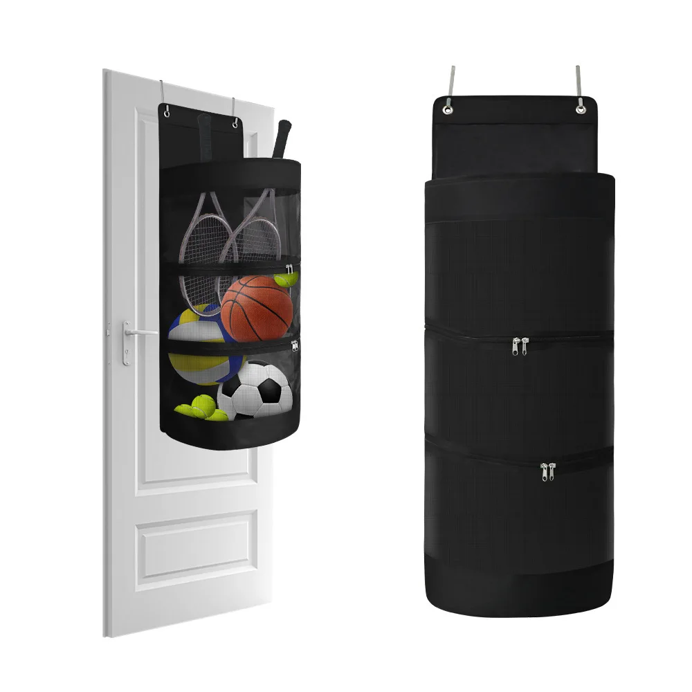 

Hanging Organizer Basketball Holder Hanging Storage Mesh Basket Gym Organizer for Sports Gear Dolls Tennis Volleyball Socks