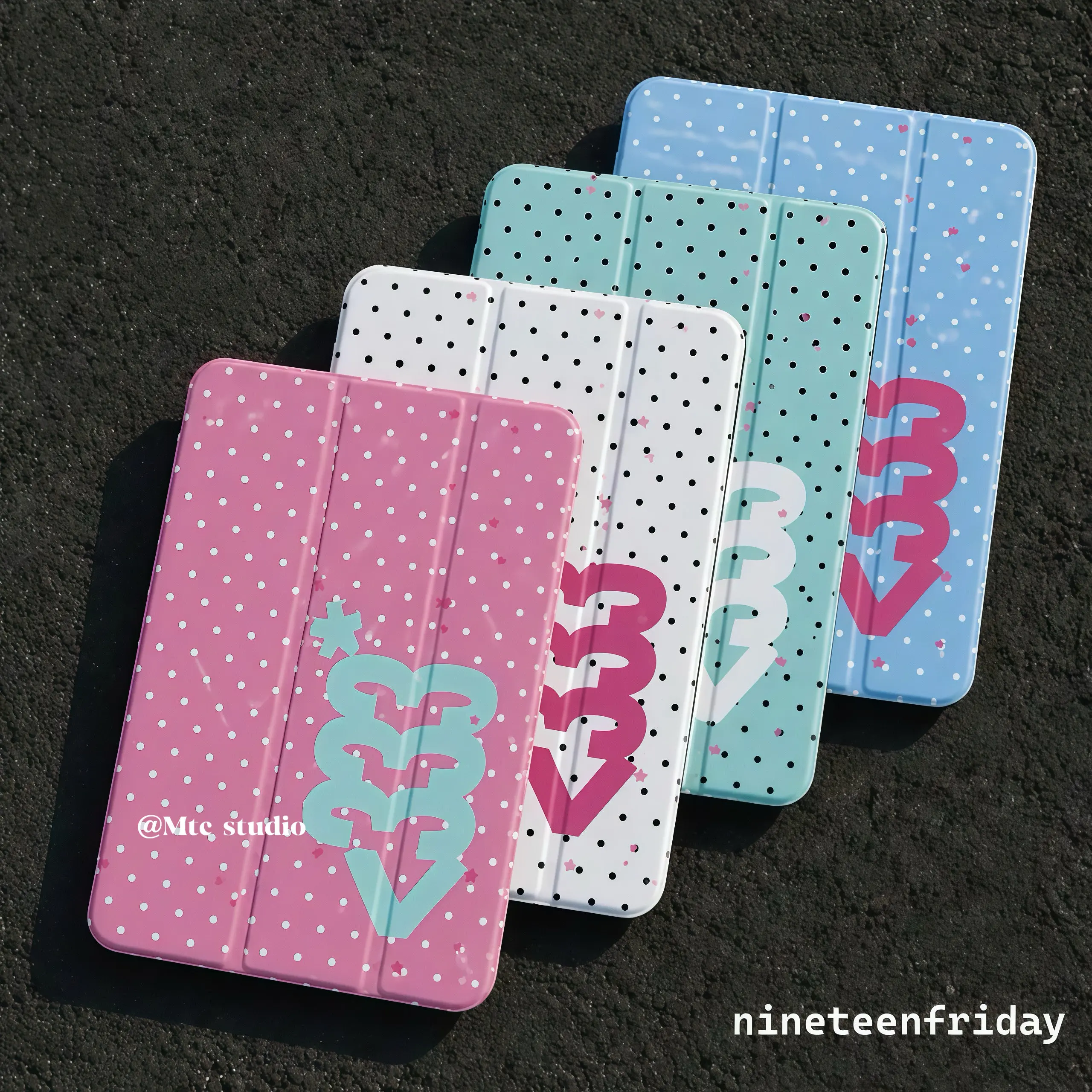 Polka Dots English Korea ins Y2K Girl 3 Fold Flip Clear Cover For iPad 10th 11th Gen 7/8/9 10.2'' Air 4 5 6 7 11 Mini 6 7 Case
