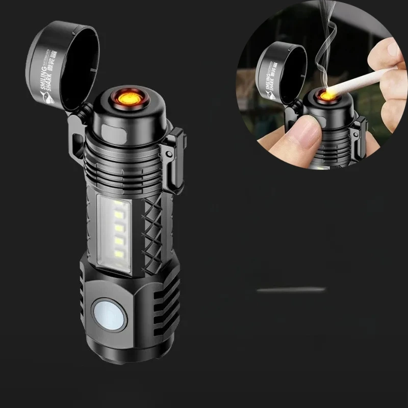 

Portable Led Powerful Flashlight Flameless Lighter Usb Rechargeable Multi-Functional Cigarette Lighter Outdoor Camping Men Gift