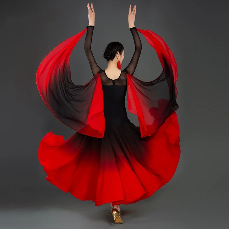 Vestidos de baile de salón estándar nacional para mujer, disfraces de actuación de vals rojos de grado superior, vestido de baile moderno Sexy