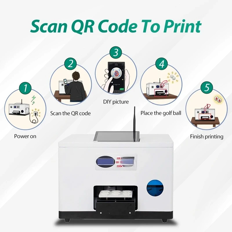 آلة طابعة كرة الجولف الذكية بالأشعة فوق البنفسجية لطباعة كرات الجولف المخصصة اتصال بلوتوث واي فاي تطبيق قابل للتخصيص #5