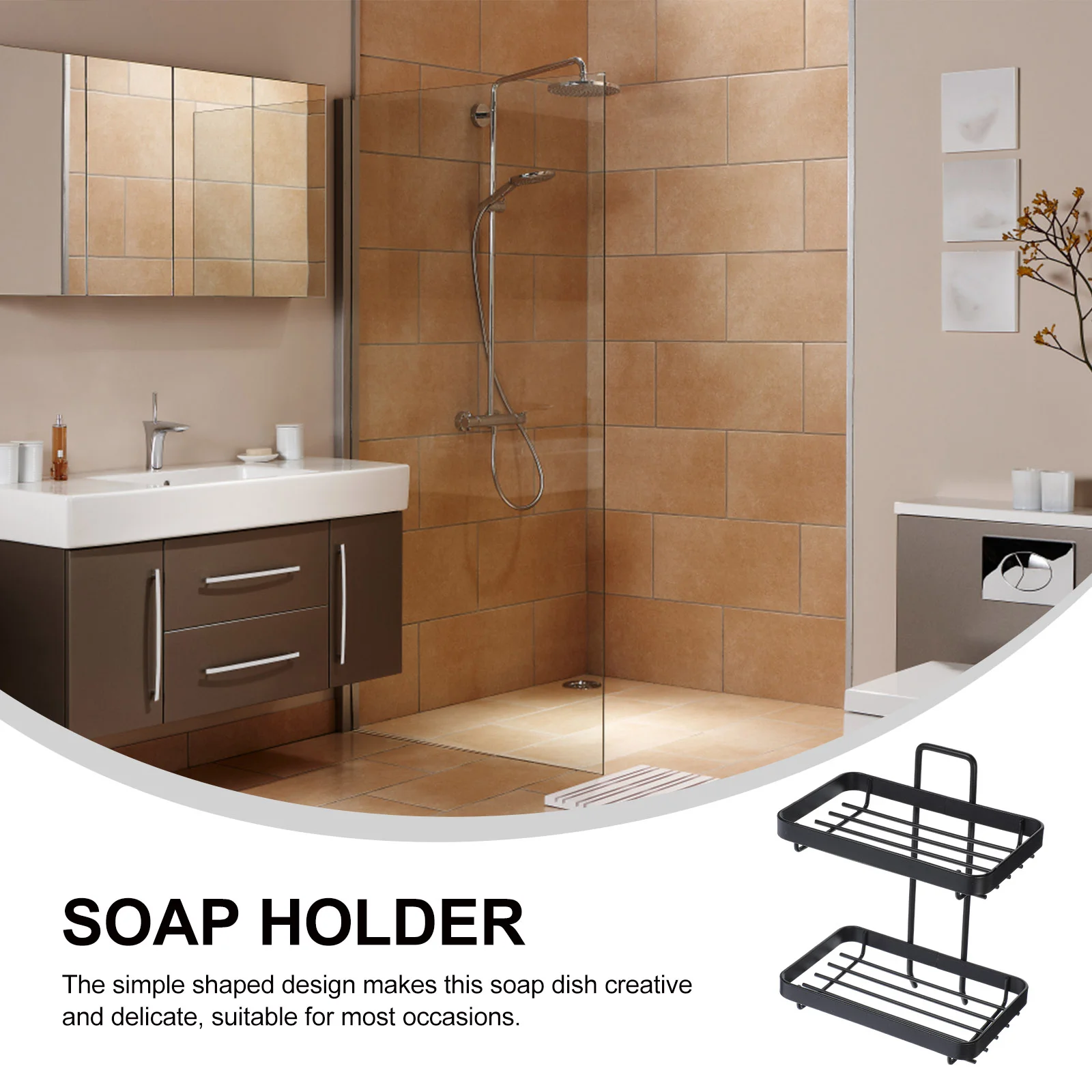 Drained Iron Soap Rack Holder Storage Shelf Wall Dish Toilet No Punching Drying Tray Bathroom Container