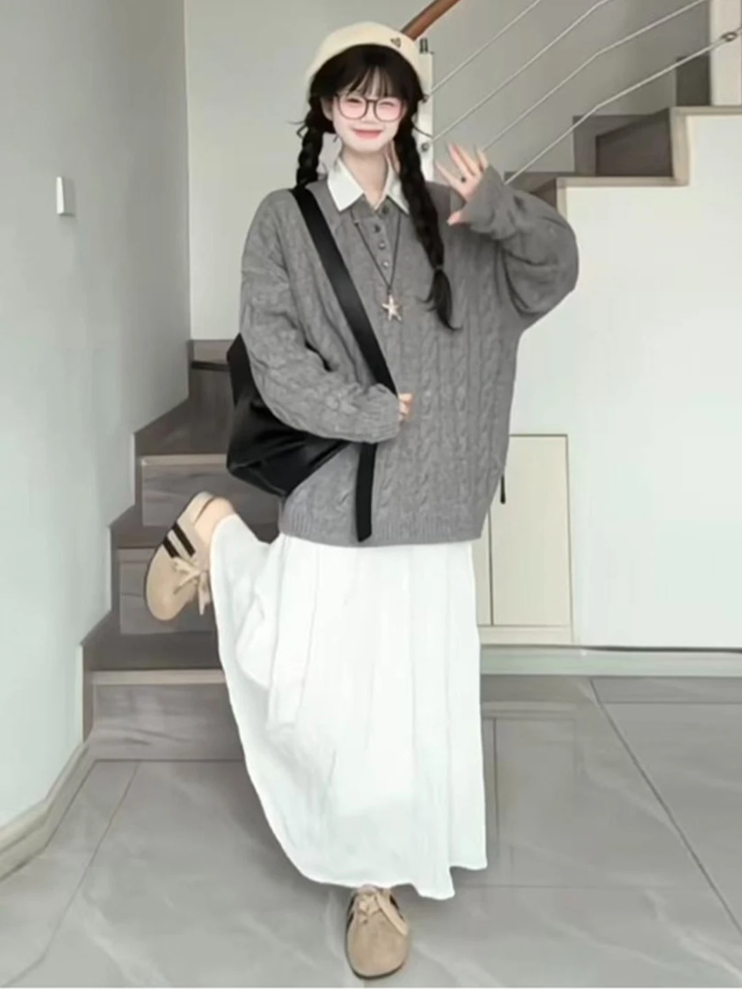 

ay Thiened Loose Knitted Sweater Women's Autumn Winter Middle-Length Turtlene Sweater Comfortable Casual Sle Top