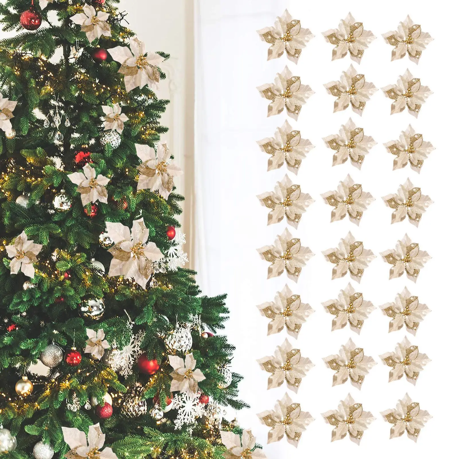 結婚式の造花花クリスマスツリーオーナメントクリスマスツリーリースガーランド装飾ホームホリデーシーズン用