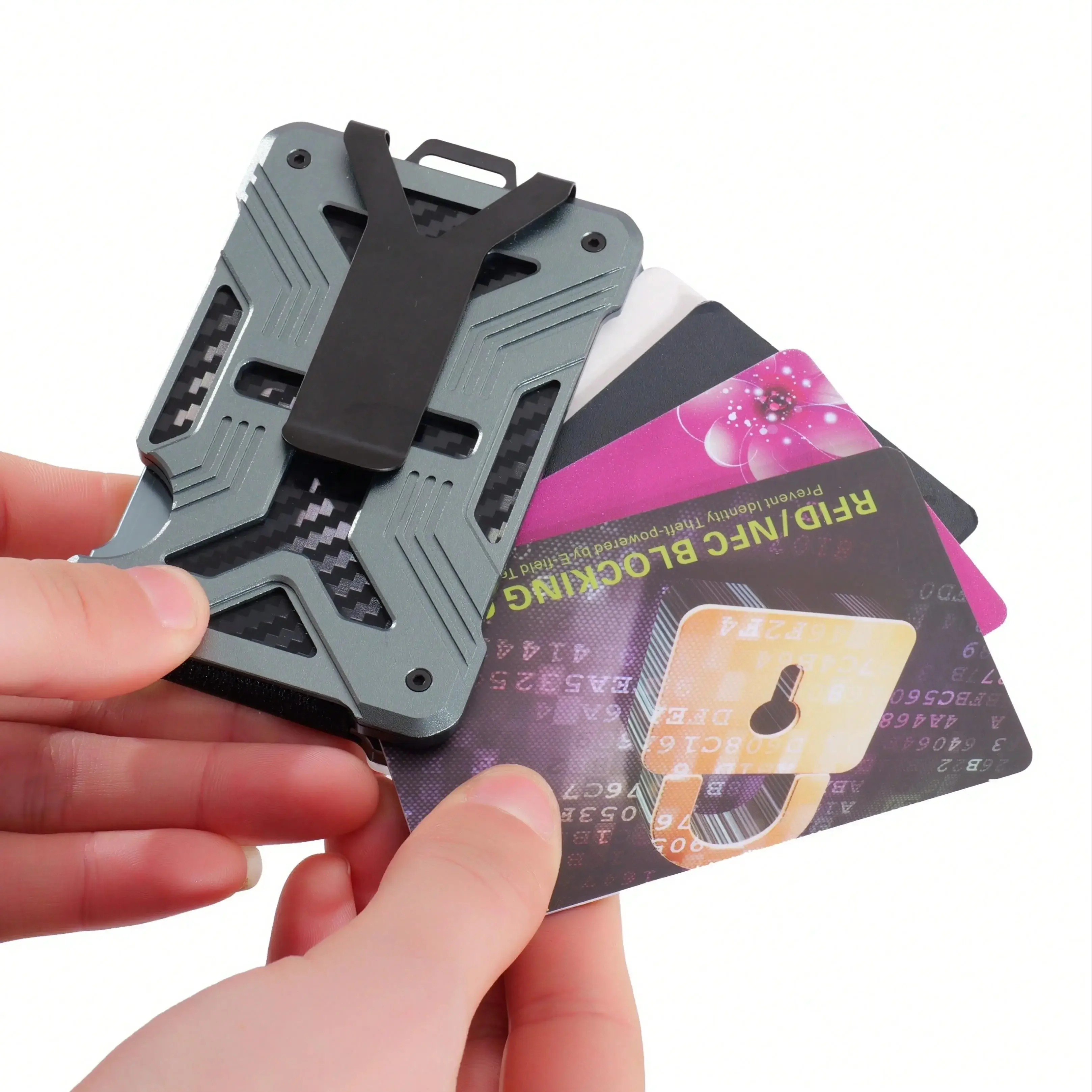 Schlanke RFID-Geldbörse | Kratzfest, Kreditkartenhalter & Geldklammer, Leicht herausnehmbare Geldscheine & Karten, Mikrofaserleder, Stilvoll – Detail 8