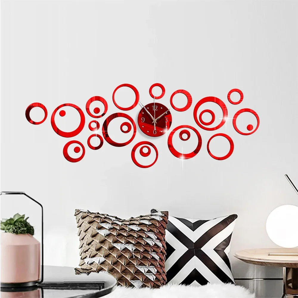 3D Stereo Acrylic Mirror Large Size Wall Clock Bubble Circle Mute Creative Living Room Bedroom Decoration Watch Fashion Fun - view 4