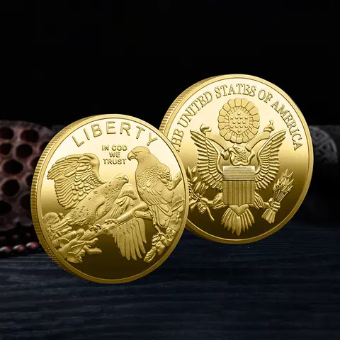 Souvenir Coin American Eagle of Liberty Commemorative Coin Double Eagle Lucky Gold Silver Coin Commemorative Medal ﻿