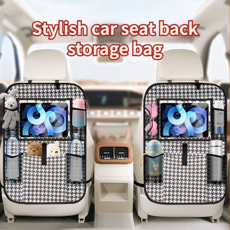 GEFENSI Car Backseat Storage Organizer For Kid Anti Kick Mat Back Seat Protector With Touch Screen Tablet Holder Auto Travel Acc