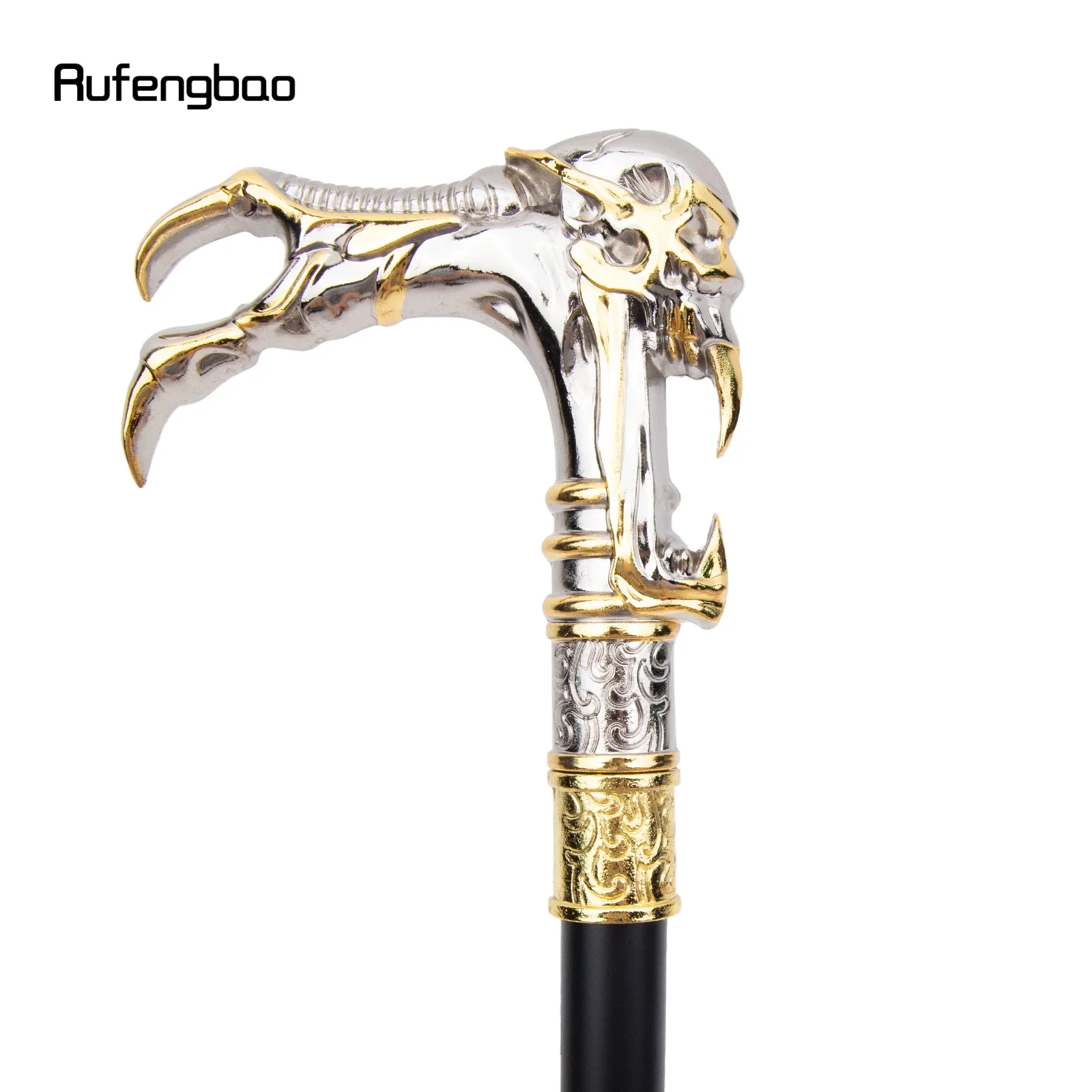 Golden White Ghost Skull Head Single Joint Fashion Walking Stick Decorative Vampire Cospaly Party Cane Halloween Crosier 93cm