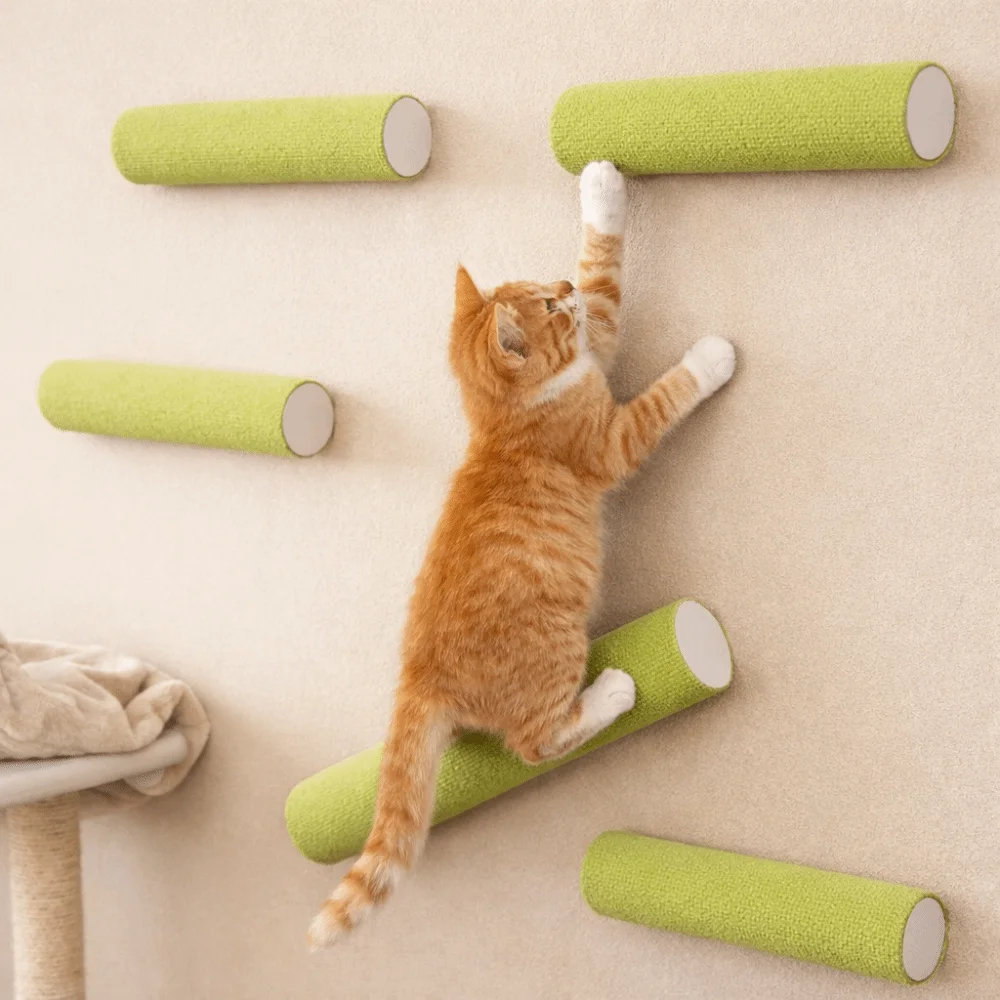 

Wall Mounted Cats Scratching Post Self Adhesive Space Saving Cat Climbing Frame Wear Resistant Cylinder Cat Scratching Stick