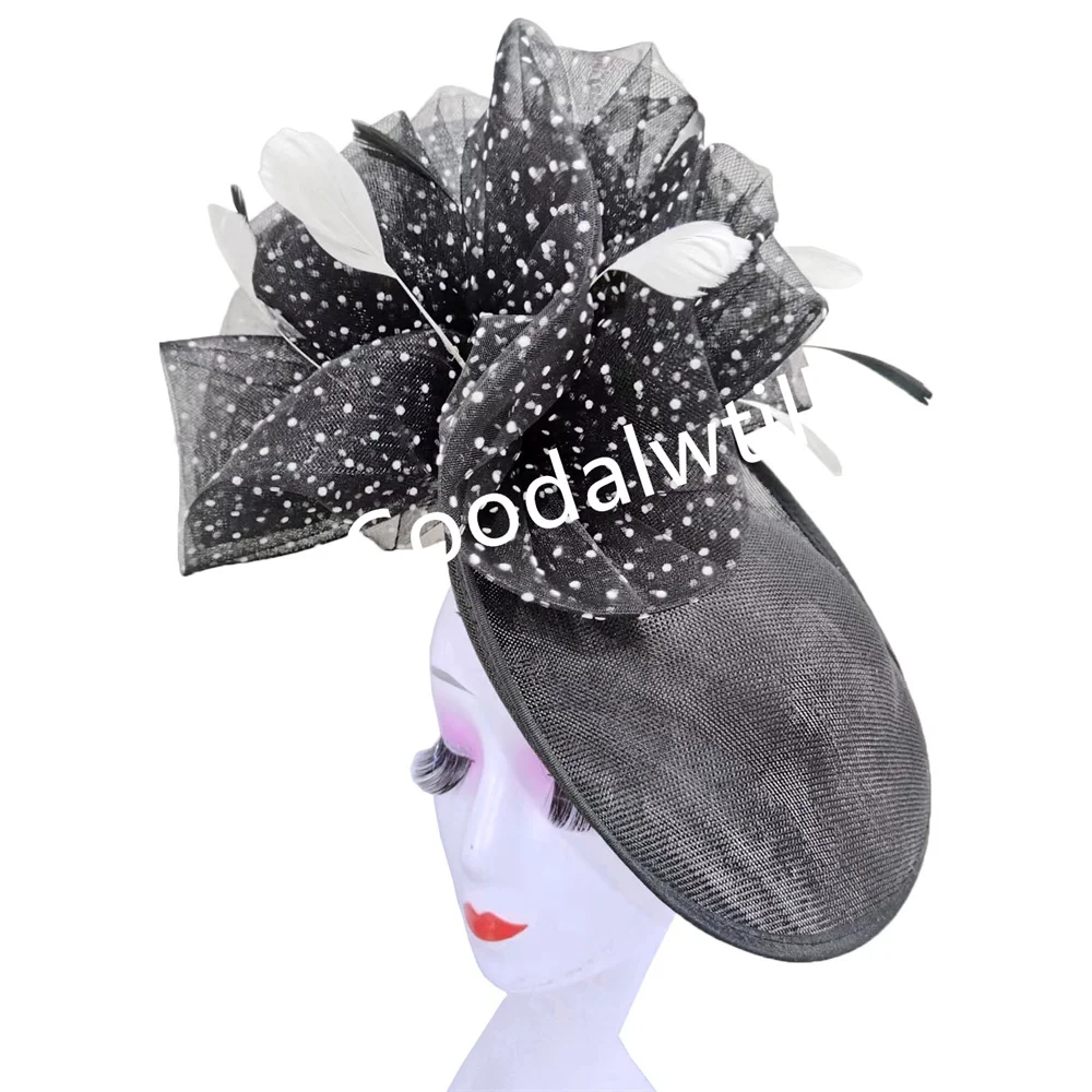 Black Wedding Fascinator Hat Women New Kentucky Derby Headpiece WOmen\'s Church Party Millinery Cap Ladies Royal Ascot Headpiece