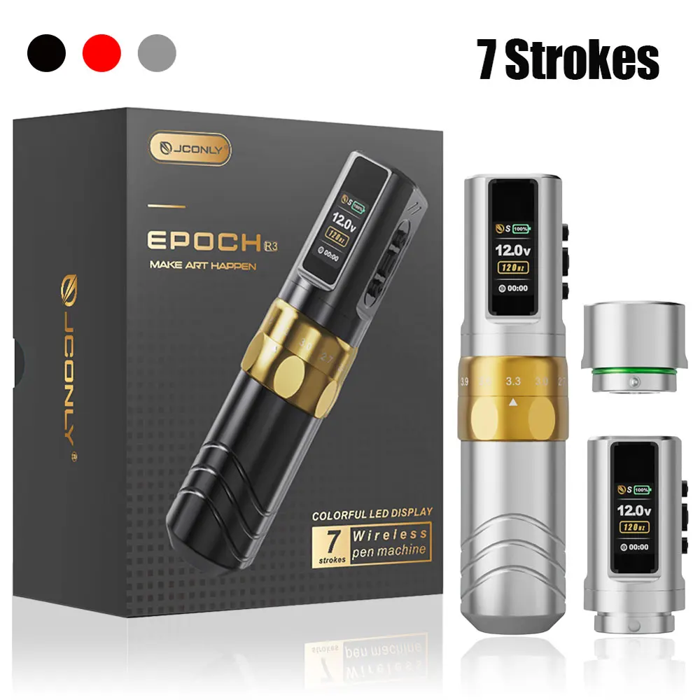 

JCONLY EPOCH Wireless Tattoo Pen Machine LED Digital Display Tattoo Pen Adjustable 7 Strokes Permanent Makeup Tattoo Supply