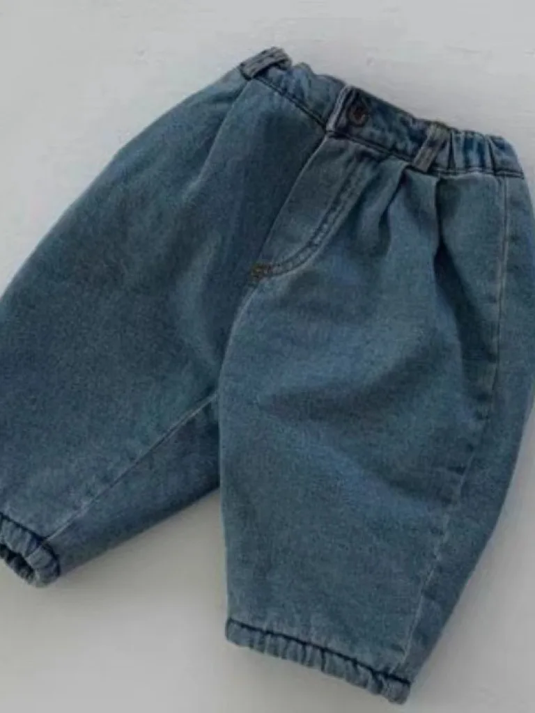 Pantalones de mezclilla gruesos de terciopelo para bebé, pantalones cálidos sólidos para niños, pantalones de lana para niña, ropa para niños