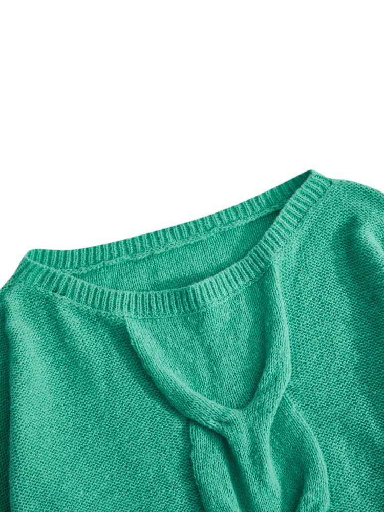 ONELINK Solid Green O Neck Plus Size Autumn Winter 2022 Suede Woolen Knit Pullover Women Sweater Oversize L 3XL Big Clothing