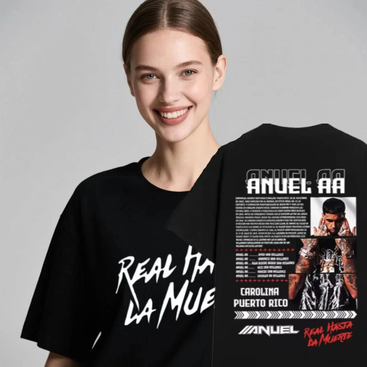 

Rapper Anuel AA 2024 Music Album women's Hip Hop Fashion Cotton Short Sleeve T-Shirts Unisex Retro Gothic Clothing T Shirt