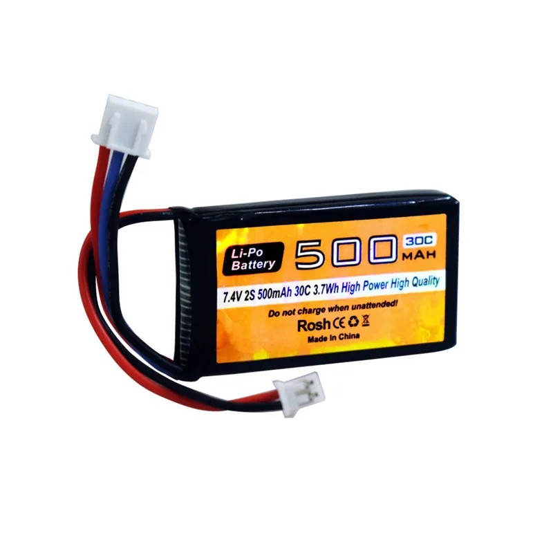 Batería Lipo PH2.0 para coche AX24 SCX24RC, 2 piezas, 7,4 V, 500mAh, 30C, Compatible con la mayoría de los coches RC de 1/10, 1/16, 1/18 y 1/24