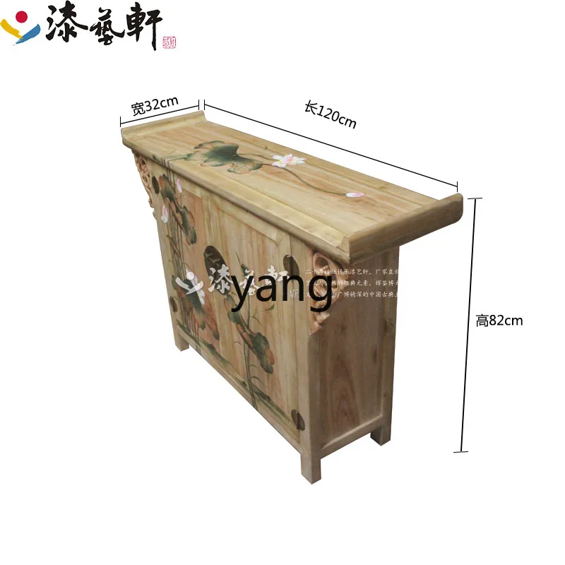 LMM  New Chinese Style Solid Wood Porch Toe-up-Warped Shoes Cabinet Classical Painted Storage Partition Door Broken Hall