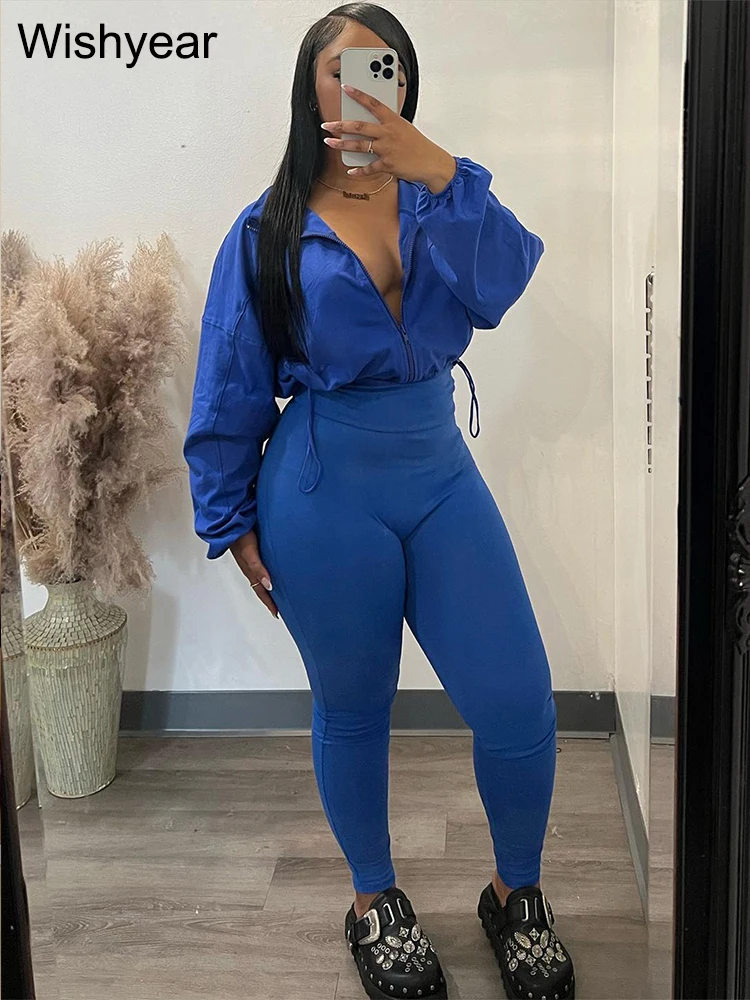 

Casual Solid Women Two 2 Pieces Set Full Sleeve Sweatshirt and Pants Suits Street Sweatsuit Jogging Outfit Fitness Tracksuit