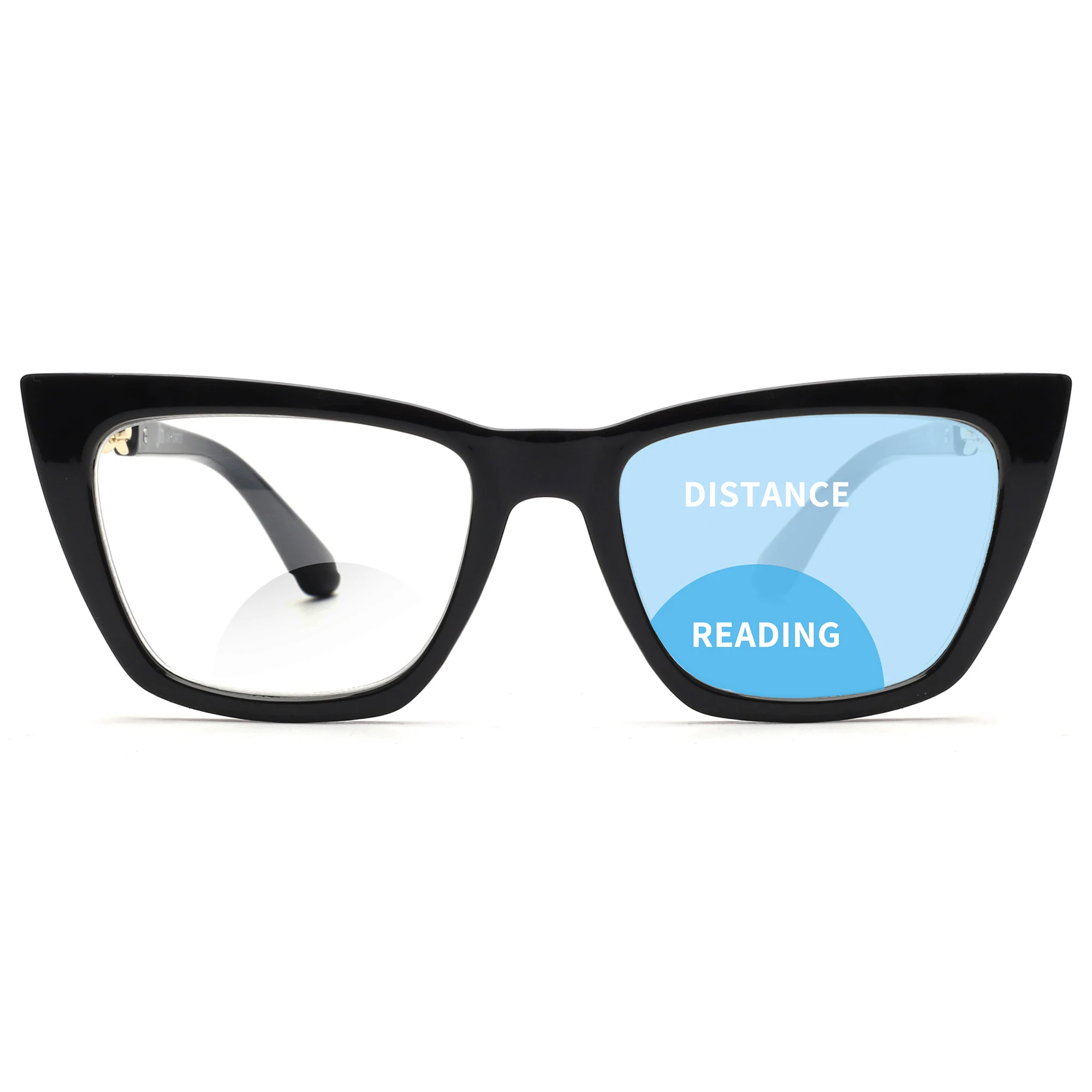 JM Photochromic Bifocal Reading Glasses for Women, Cat Eye Blue Light Glasses, Black & Tortoise