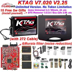 Ktag ecu Programmer 2026 KTAG V7.020 V2.25 Red PCB Red European Unlimited Points Networkable Online With New Ktag 272 ECU Cable