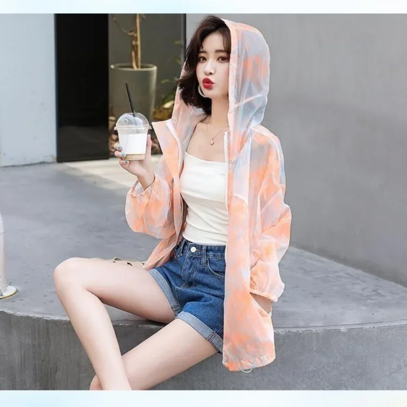 Summer Women Hooded Jacket Long Sleeve Sweatshirt Streetwear Thin Tops Sun Protection Outdoor Coats Sunscreen Casual Jackets