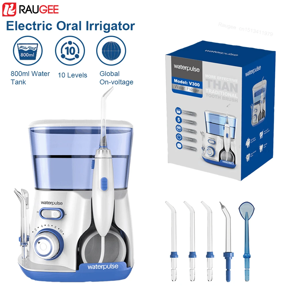

Water Flosser Dental Oral Irrigator 800ML High Pressure Water Flosser for Teeth Mouth Washing Machine with 5x Tip Teeth Cleaning